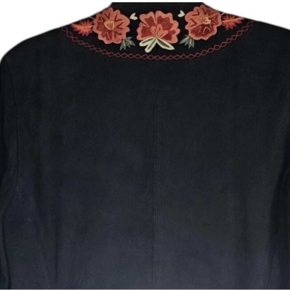 Double D Ranch Twila Black Suede/LeatherJacket with Red Floral Embroidery - Picture 5 of 12